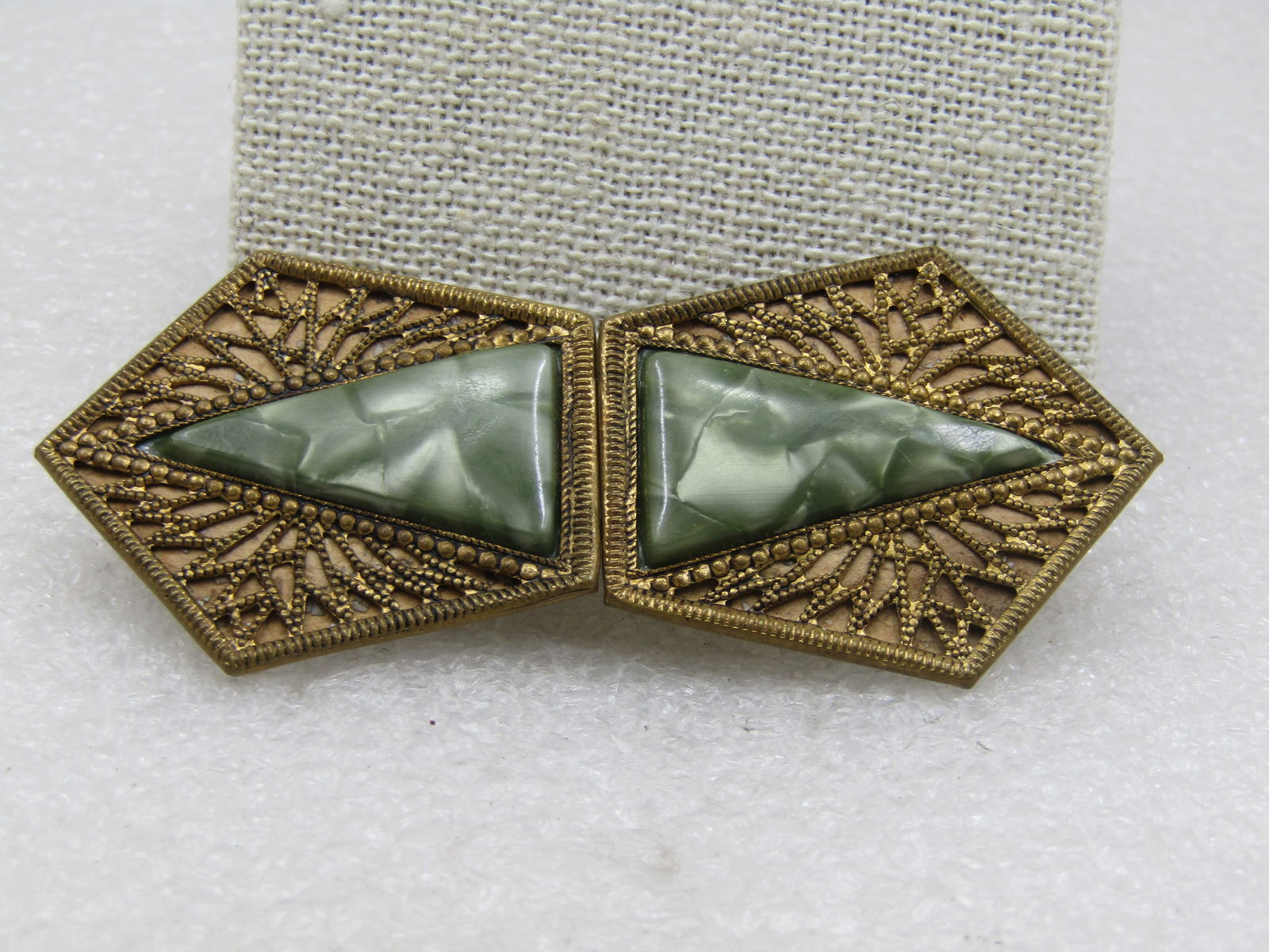 Vintage Czechoslovakia Faux Pearl Buckles. It is 3" long and 1.25" wide - 3