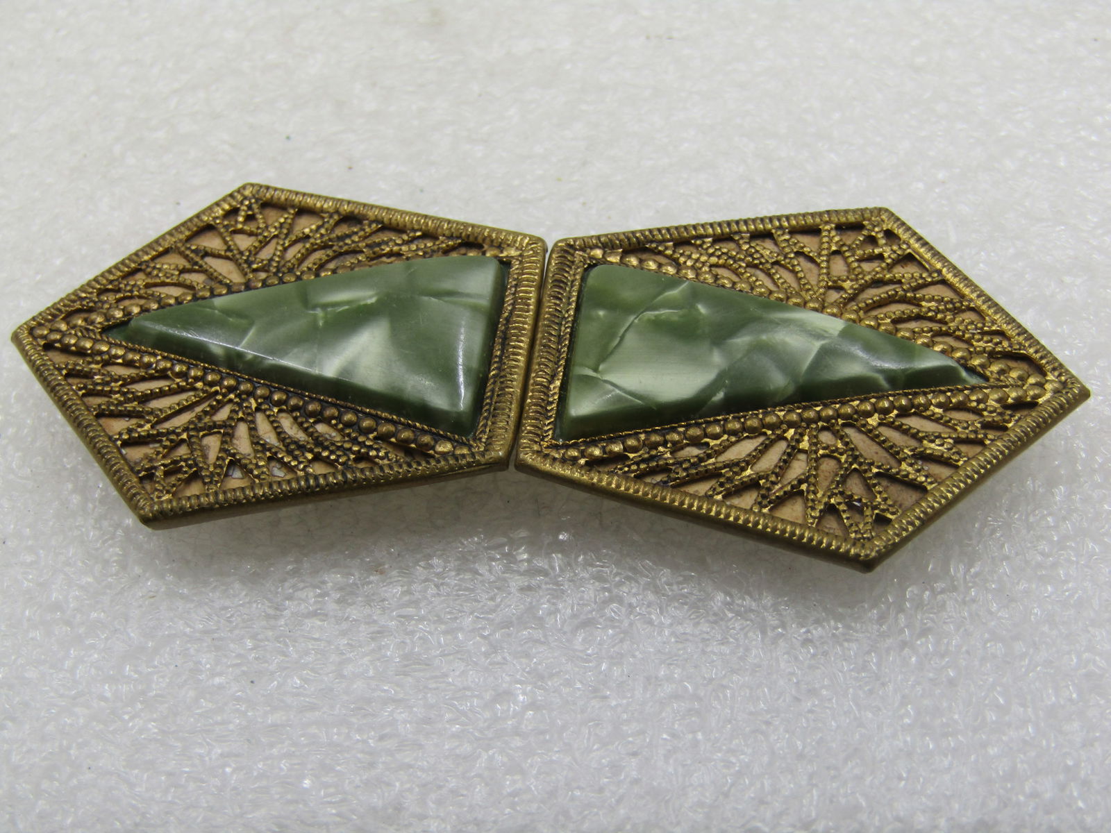 Vintage Czechoslovakia Faux Pearl Buckles. It is 3" long and 1.25" wide - 6