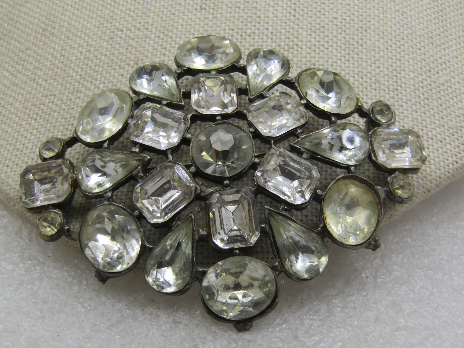 Vintage Clear Rhinestone Brooch, 1920's, 3" by 2.25" - 4