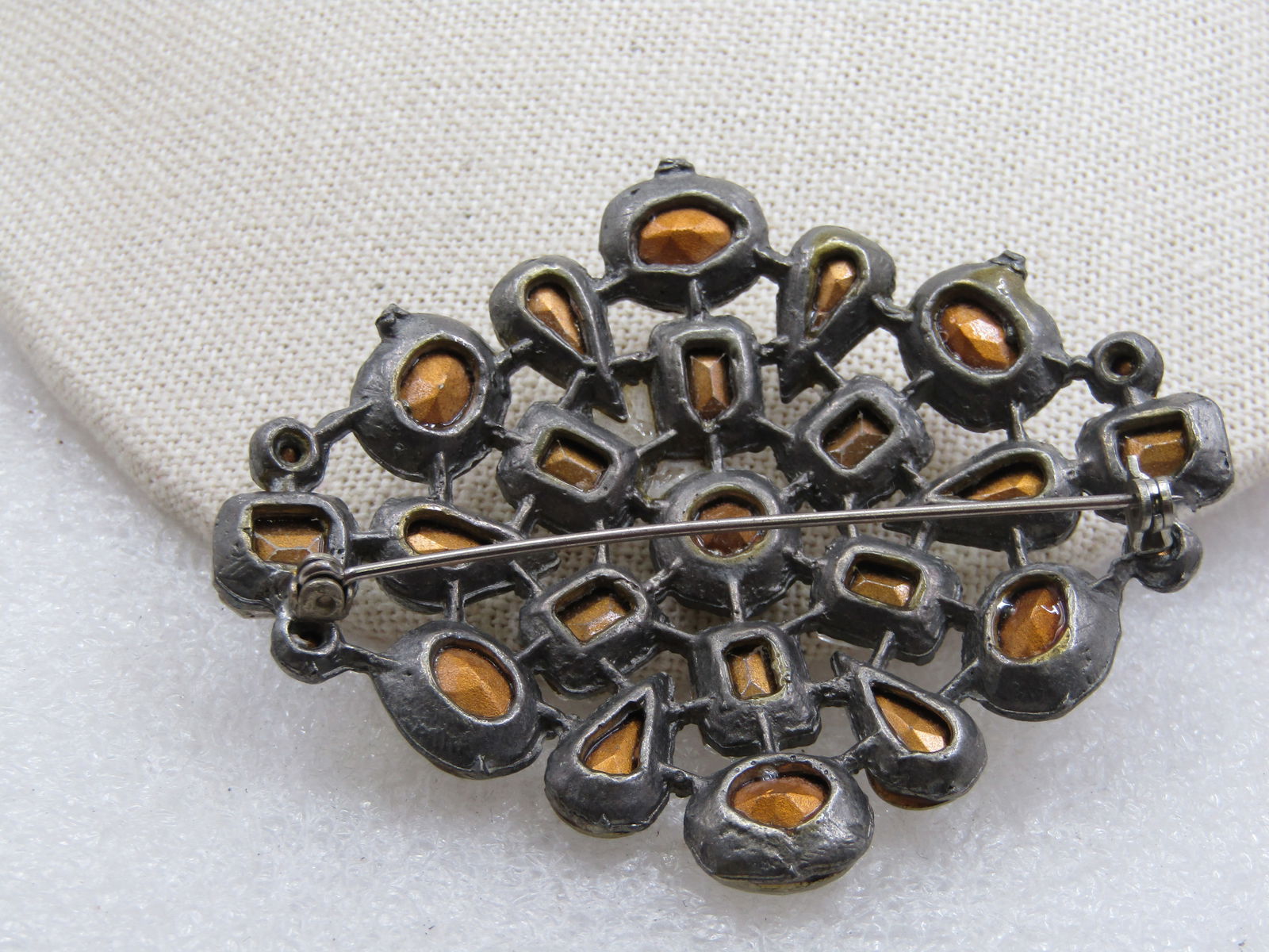 Vintage Clear Rhinestone Brooch, 1920's, 3" by 2.25" - 5