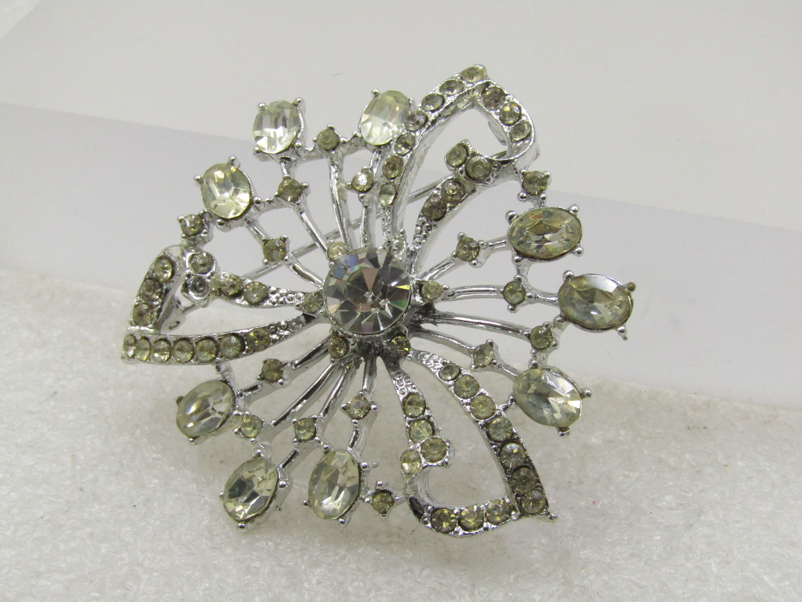 Vintage Rhinestone Brooch, Blossom-ish, 2" (1 of 5)