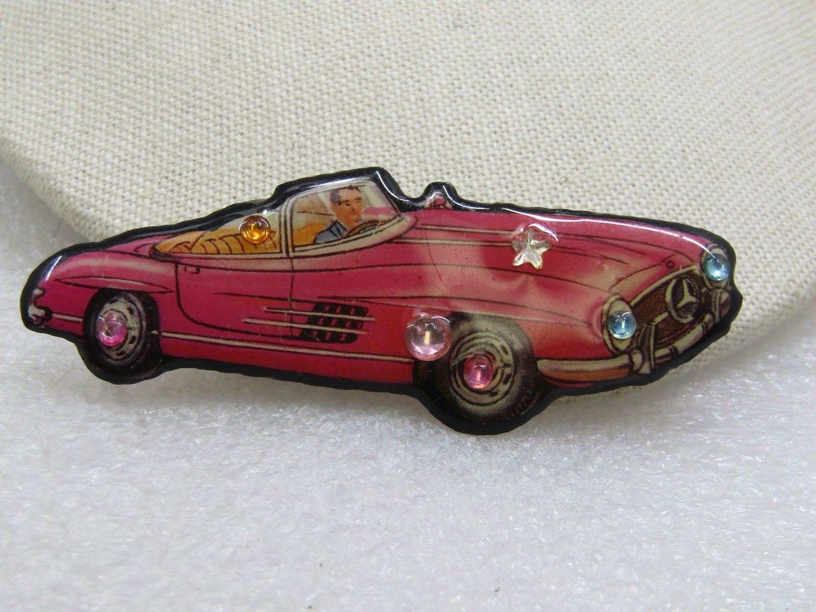 Vintage DFTD Signed Mercedes Convertible Brooch - 3