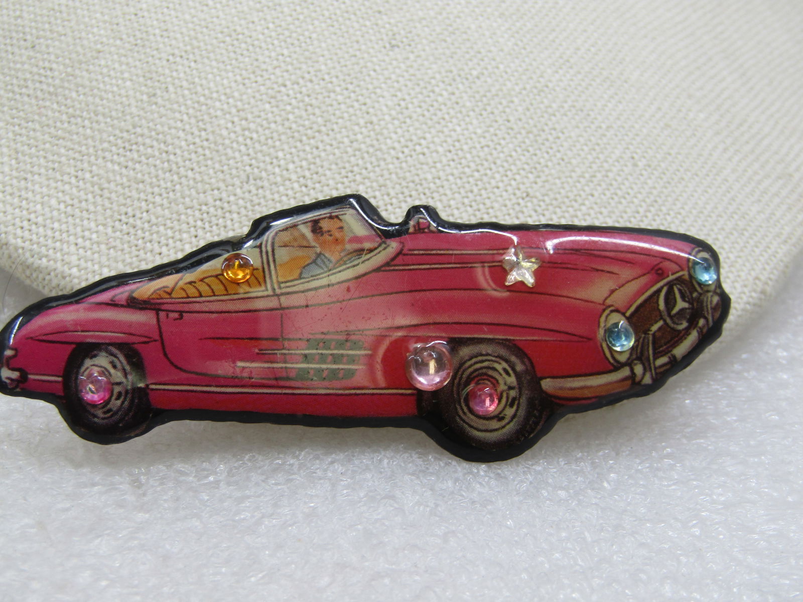 Vintage DFTD Signed Mercedes Convertible Brooch - 4