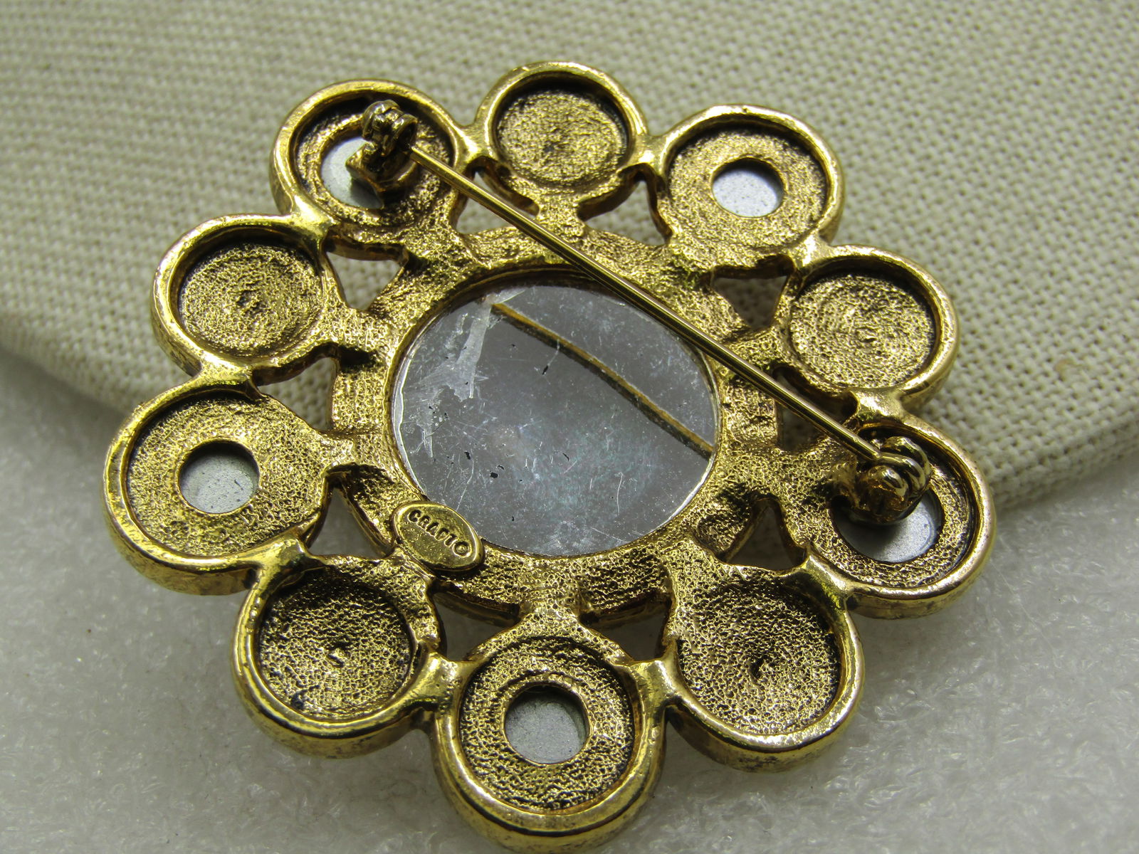 Enameled Silver Tone Bear Tack Pin, Blue & Red, Black Eyes - 5