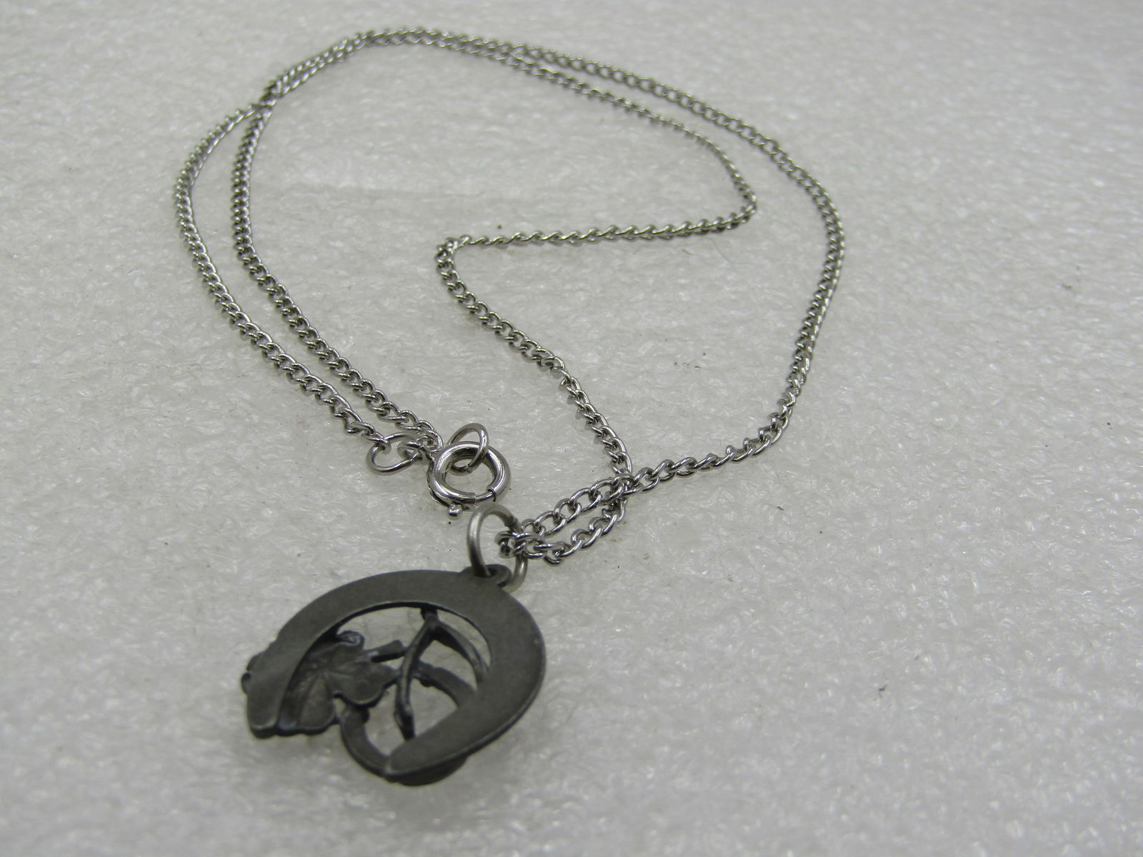 Vintage Good Luck Horseshoe , Clover Necklace, 18", 1950's-1960's - 6