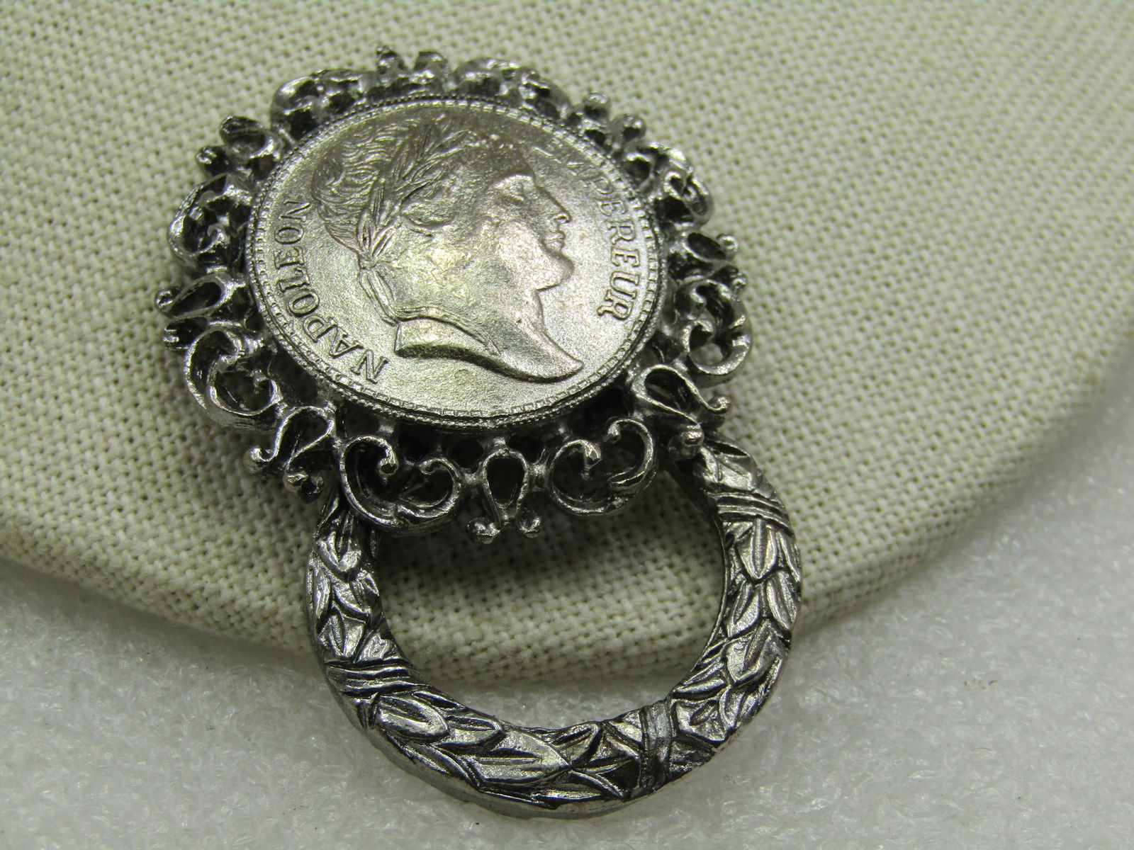 Vintage Faux Napolean Emperor Coin Brooch, 1960's-1970's, 2.25" - 2