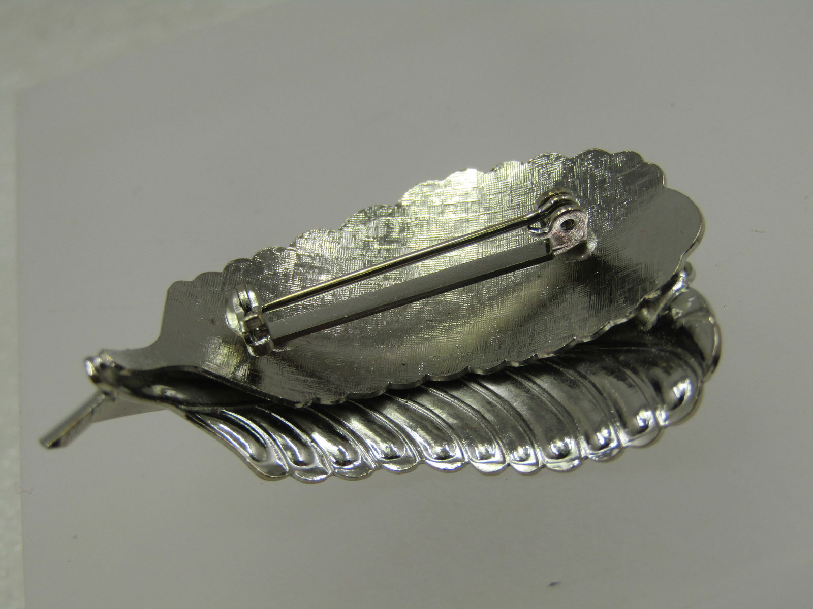 Vintage Silver Plated Double Feather Brooch, 2" - 5