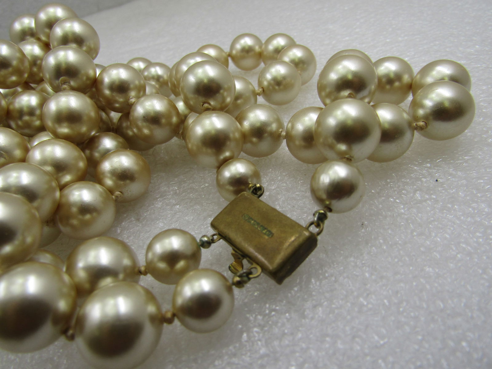 Vintage Czech 12mm Double Strand Faux Pearl Necklace, 1920's-1930's. - 5