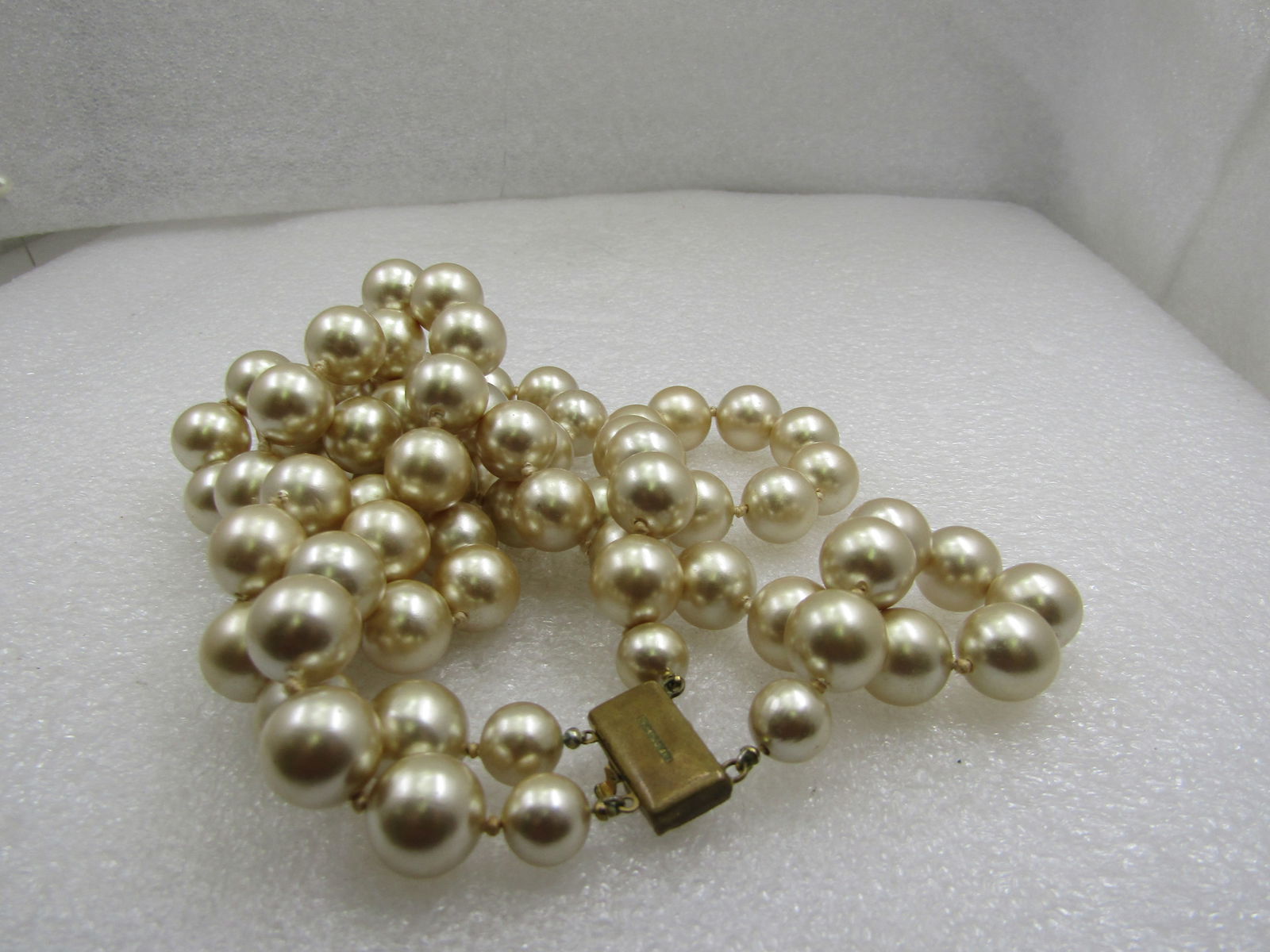 Vintage Czech 12mm Double Strand Faux Pearl Necklace, 1920's-1930's. - 6