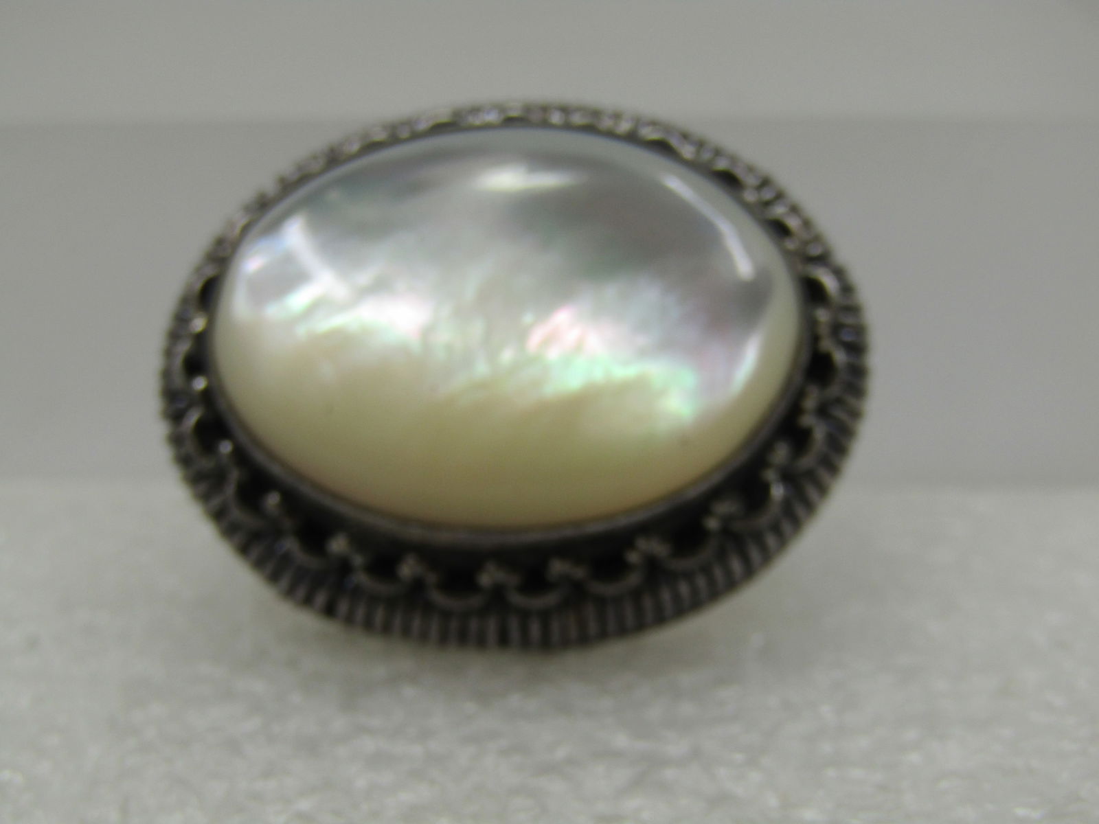 Vintage Sterling Mother-of-Pearl Brooch, Signed Suarti, 1.5", Bali Style (1 of 6)