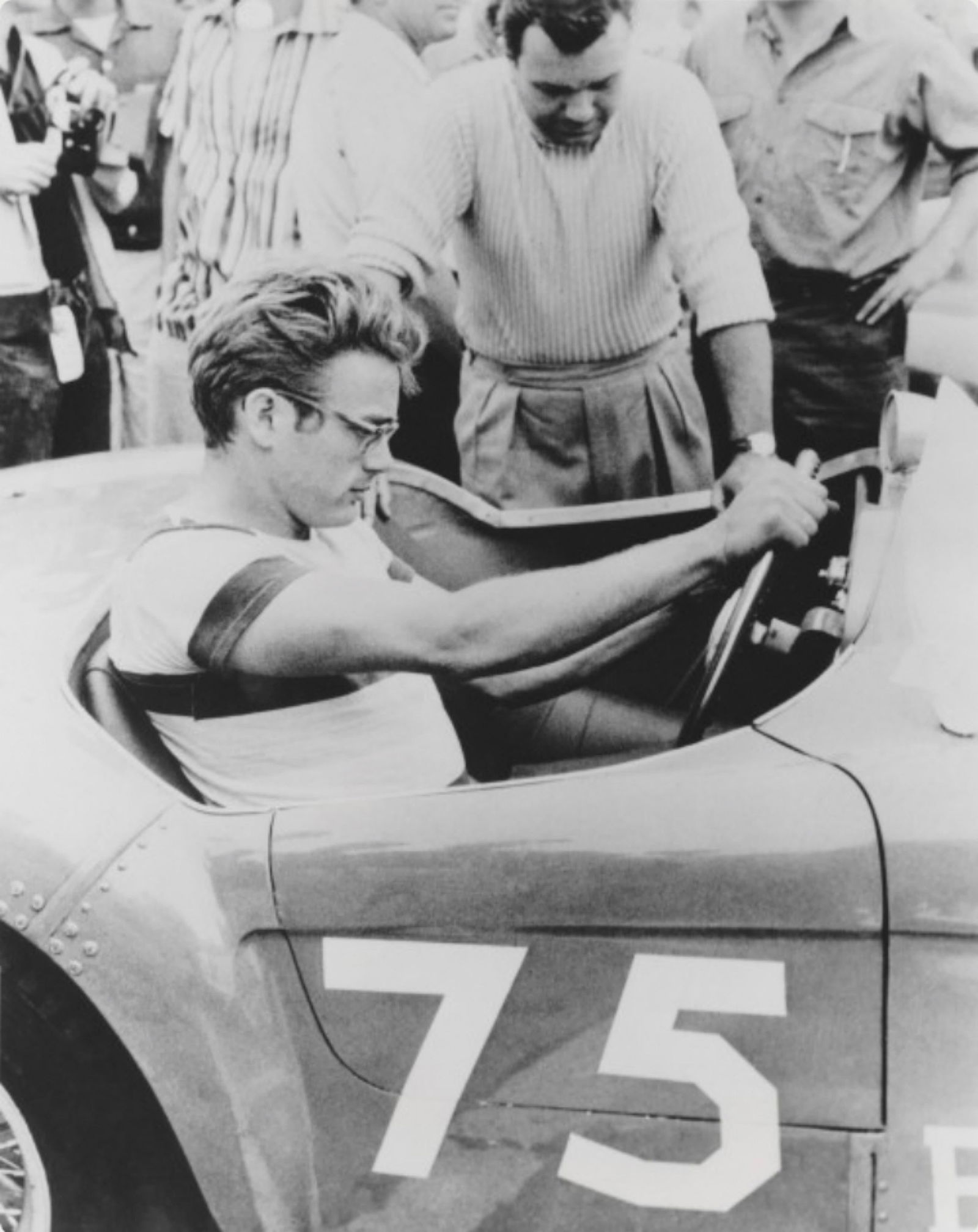 James Dean Behind the Wheel in his Porsche Racer - Oversize Limited Print: 1955 (Printed Later) (1 of 2)