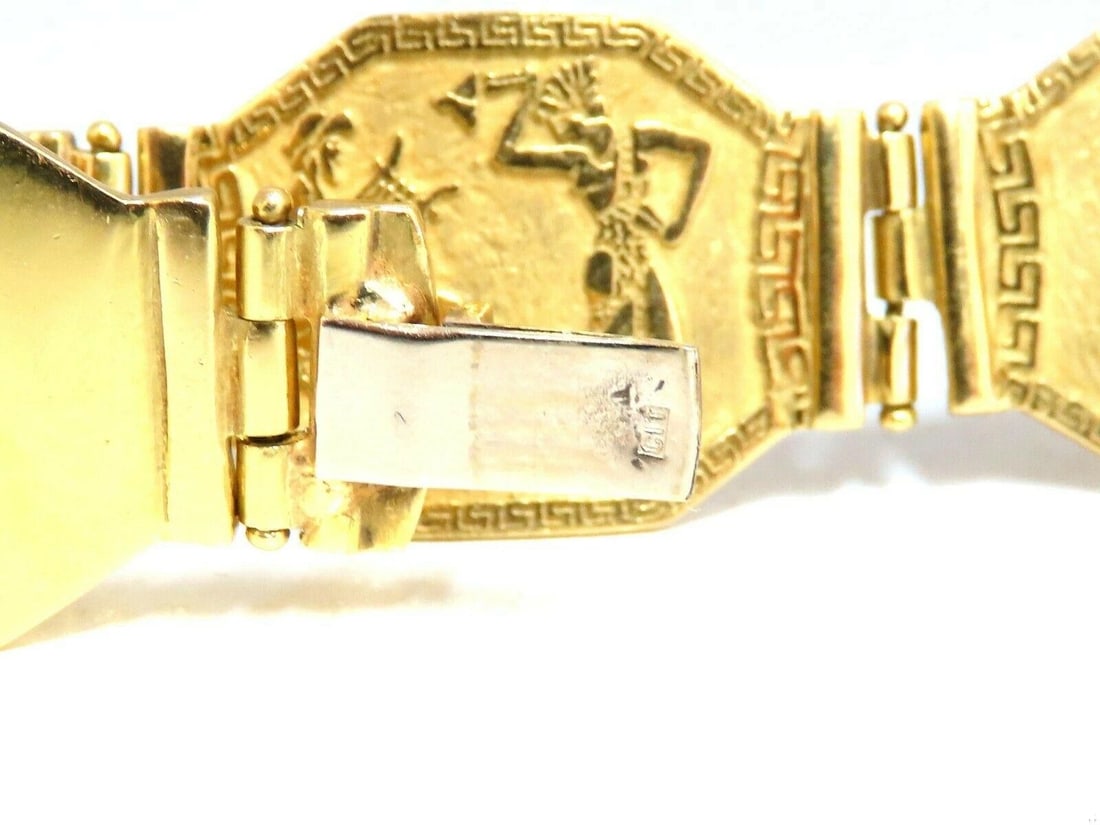 Egyptian Hieroglyphics Statement Cuff Bracelet 18kt Gold 10983** - 4