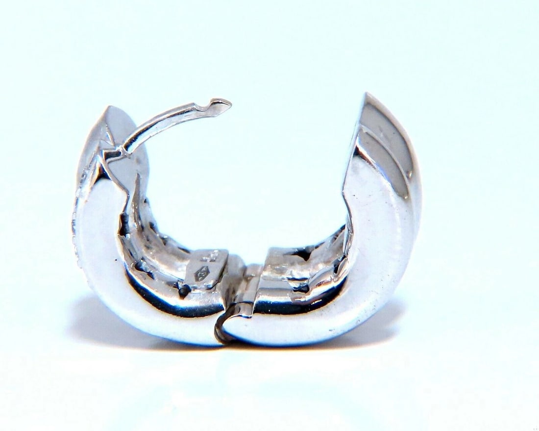 .33ct Natural Diamonds Huggie Hoop Earrings 18kt Gold Hammered Deco** - 3