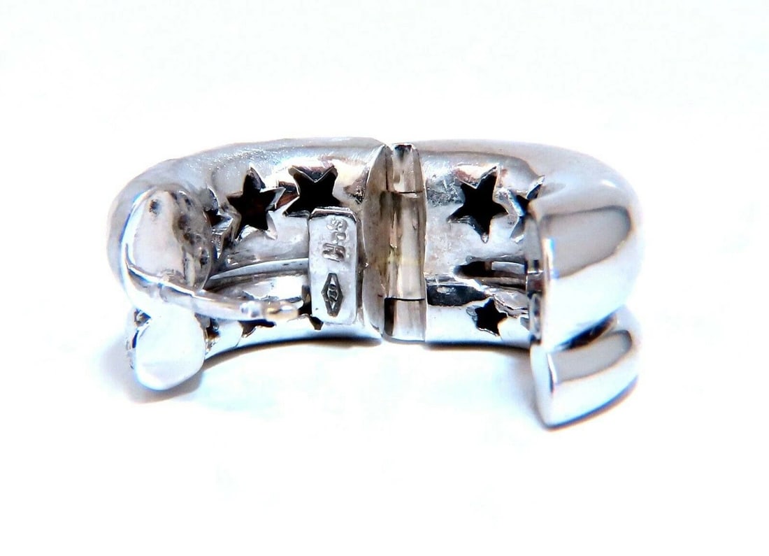 .33ct Natural Diamonds Huggie Hoop Earrings 18kt Gold Hammered Deco** - 4