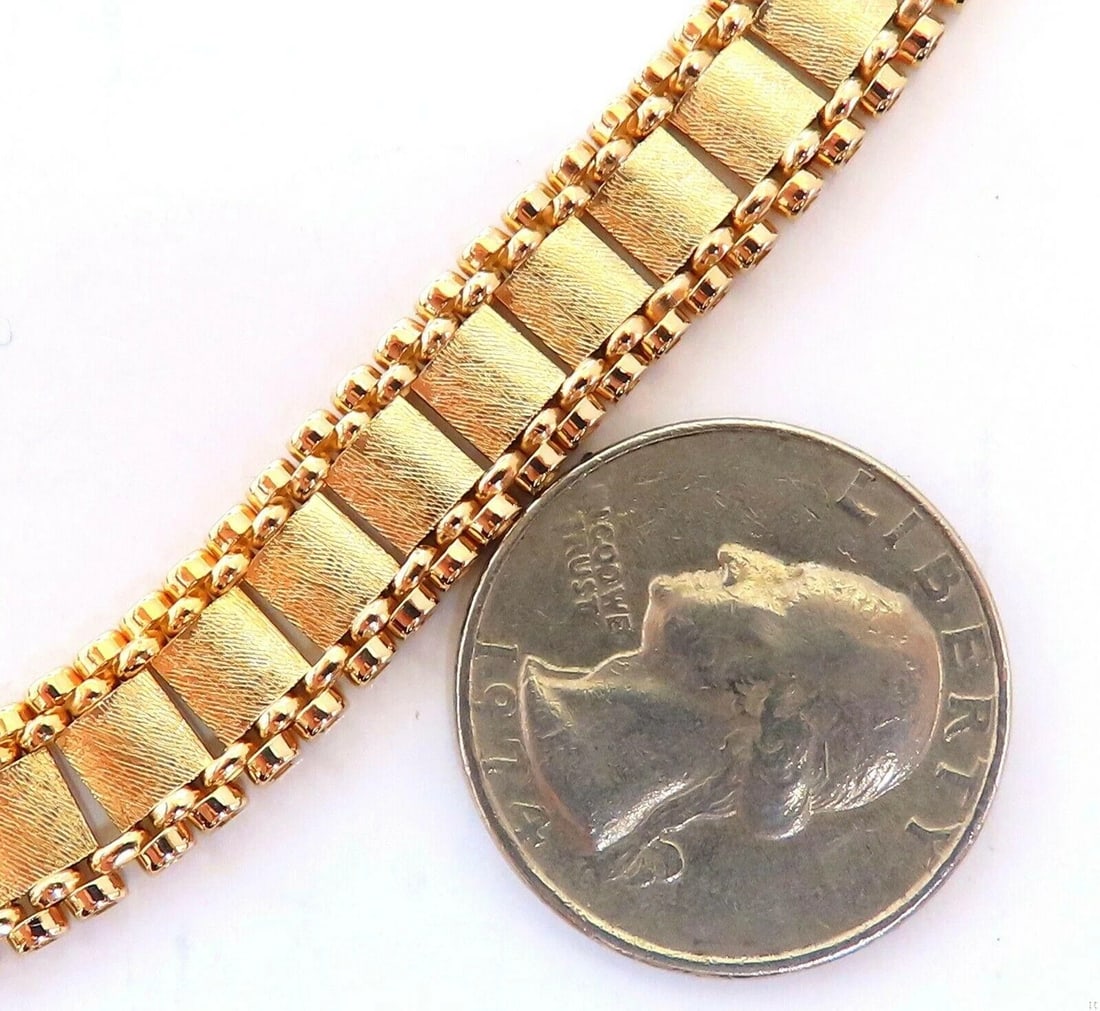 Reversible 5 Tier Curbed Band Link Gold Necklace 14kt gold 15 inch 9.8mm - 5