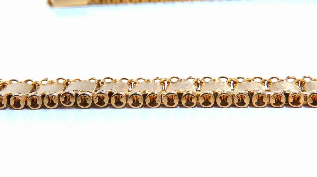 Reversible 5 Tier Curbed Band Link Gold Necklace 14kt gold 15 inch 9.8mm - 6