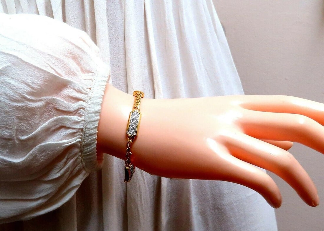 1.63ct Natural Round Diamonds Rectangular Vector Curb Link Bracelet 18kt** - 4