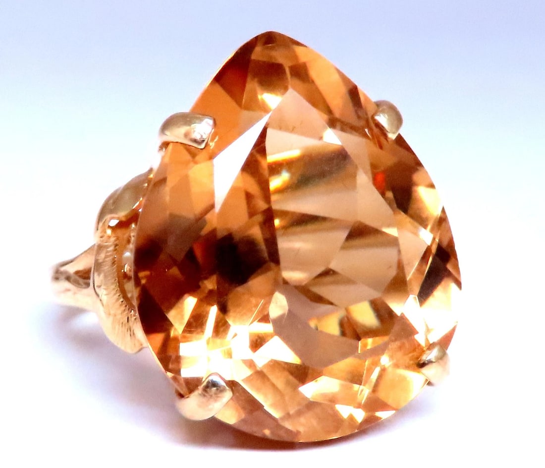 20ct. Natural Pear Citrine Victorian Solitaire Style Ring 18kt Gold Ref 12298** (1 of 5)