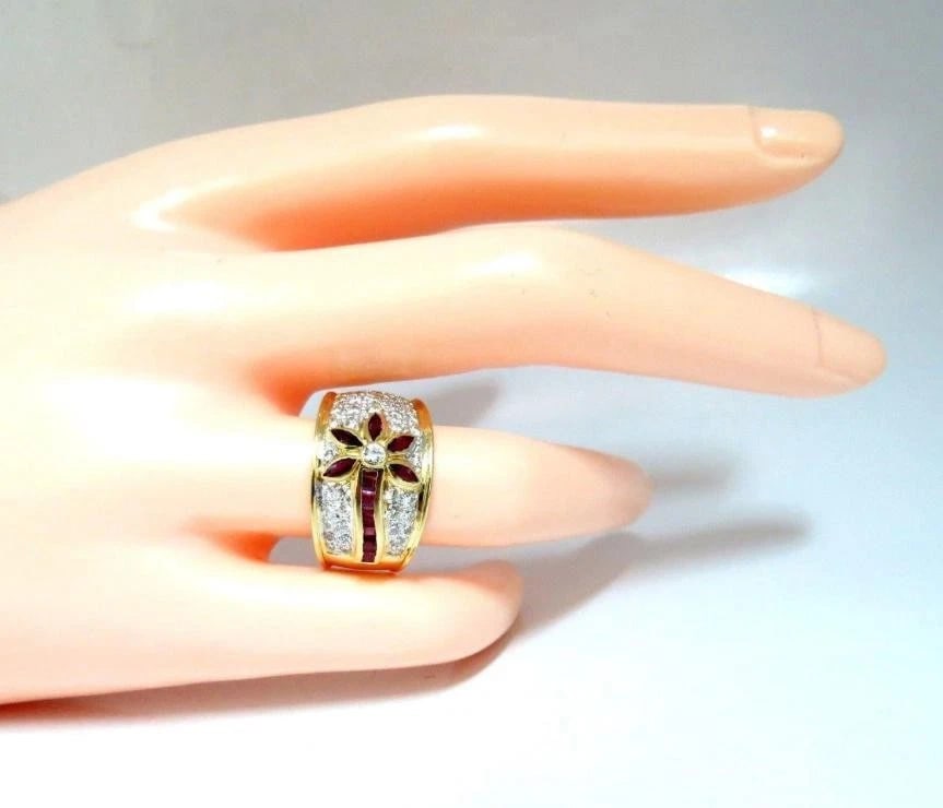 1.50 Carat Natural Ruby Diamonds Ring Flower 18 Karat 41004** - 5