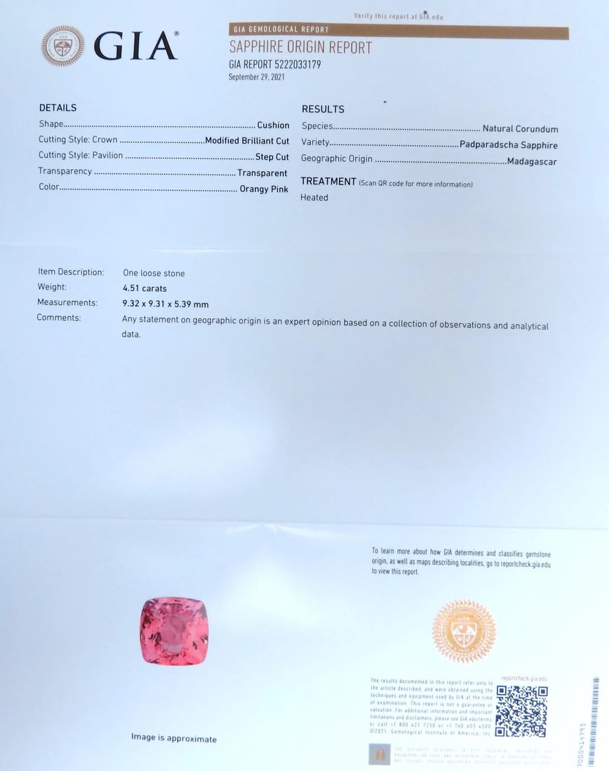 GIA Certified 4.51ct Natural Padparadscha Diamonds Ring 18kt Gold Mod Halo 12625 - 7