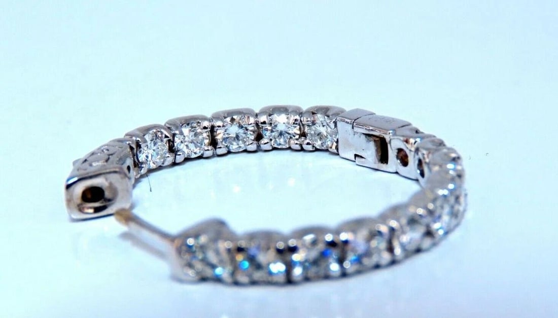 2.60ct Natural Round Diamond Hoop Earrings 14kt gold 40147** - 2