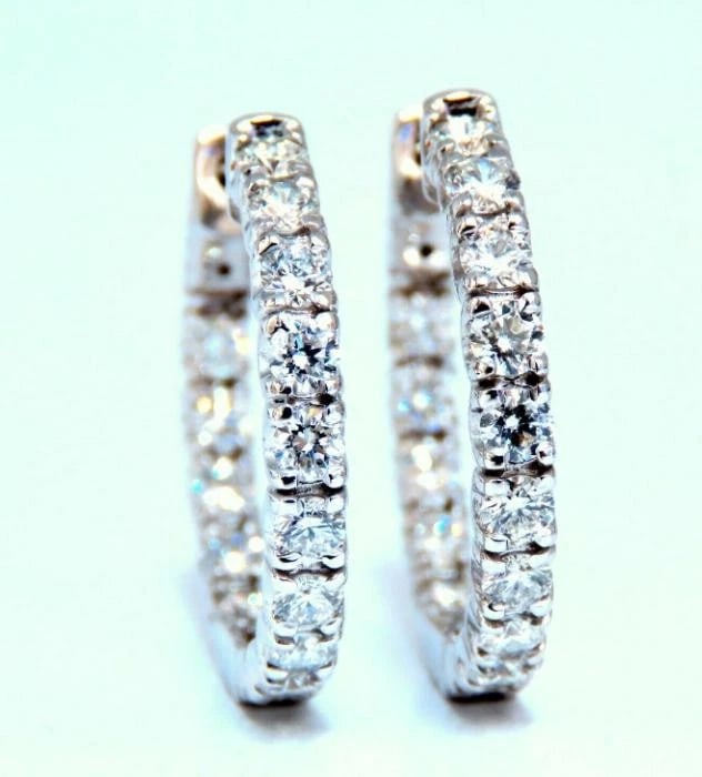 2.60ct Natural Round Diamond Hoop Earrings 14kt gold 40147** - 7
