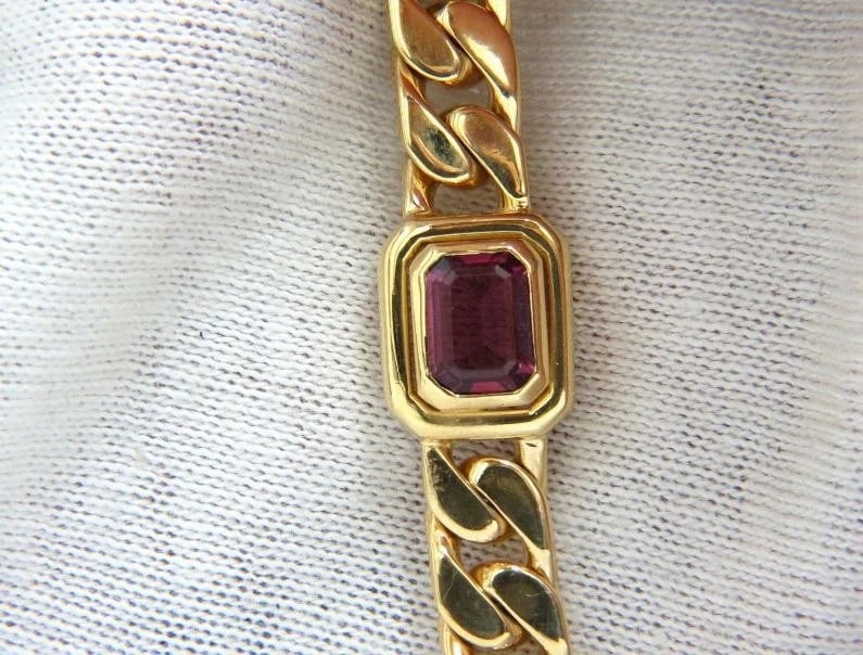 12ct Natural Aquamarine Amethyst Tourmaline Link Necklace 14kt Gold 12398** - 5