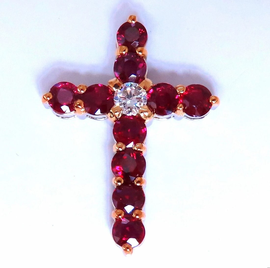 3.67ct Natural Ruby Diamond Cross 14 Karat ** (1 of 5)