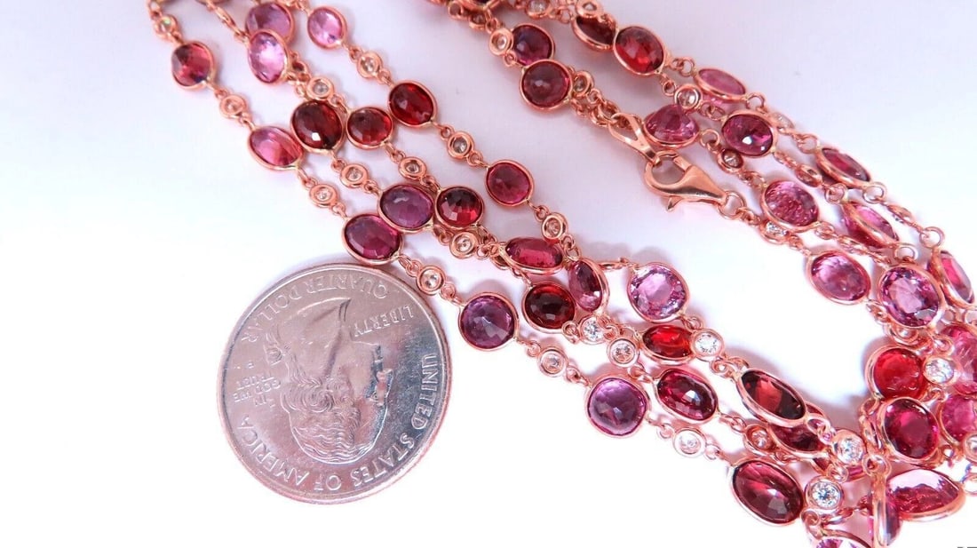 43ct Natural Spinel Yard Diamond Necklace 14kt Gold** - 3