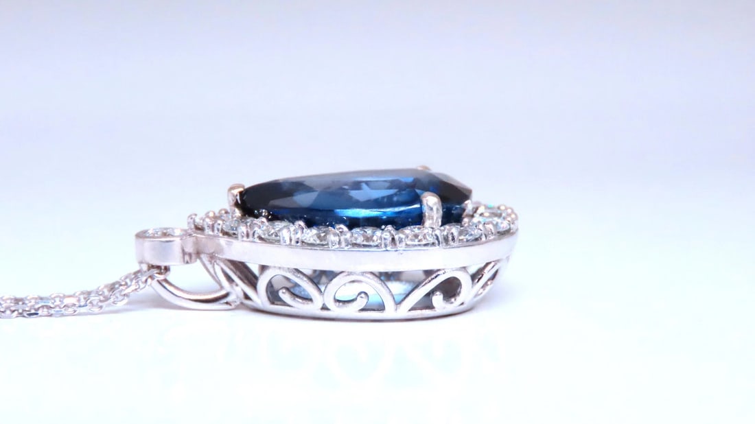 20ct Lab Sapphire Cluster Pear Pendant 14kt Royal Blue Pendant 12518 ** - 3