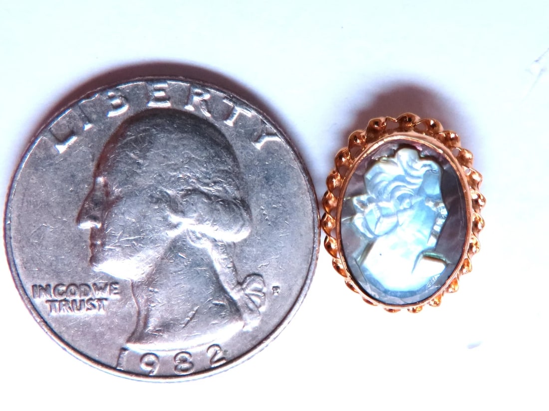 Madonna Cameo Victorian Style Stud Earrings 14kt Gold 12619** - 3