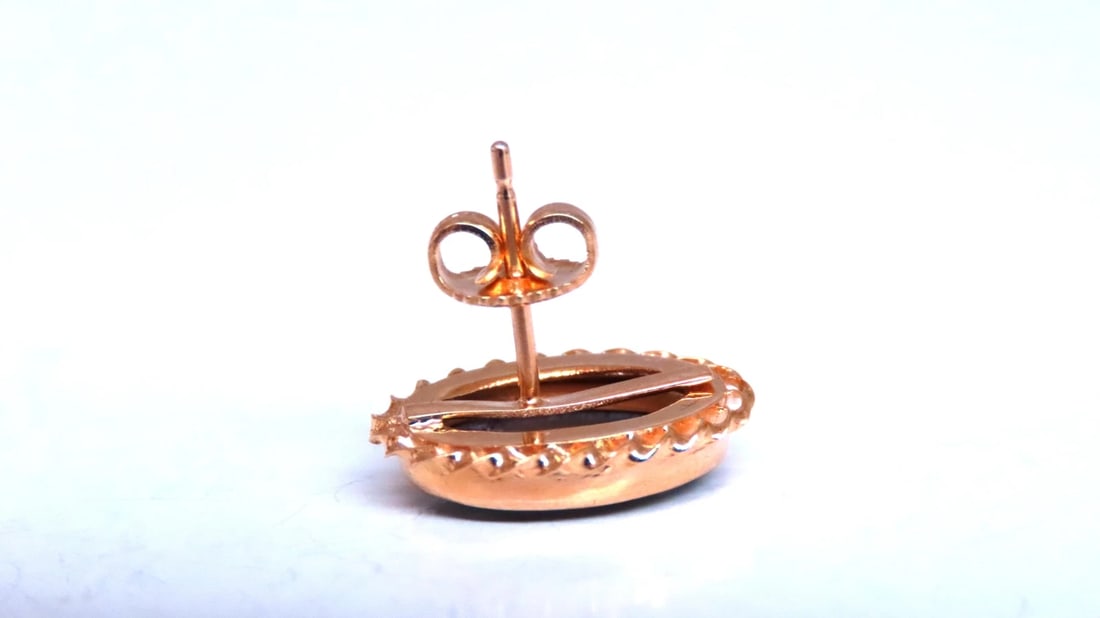 Madonna Cameo Victorian Style Stud Earrings 14kt Gold 12619** - 8