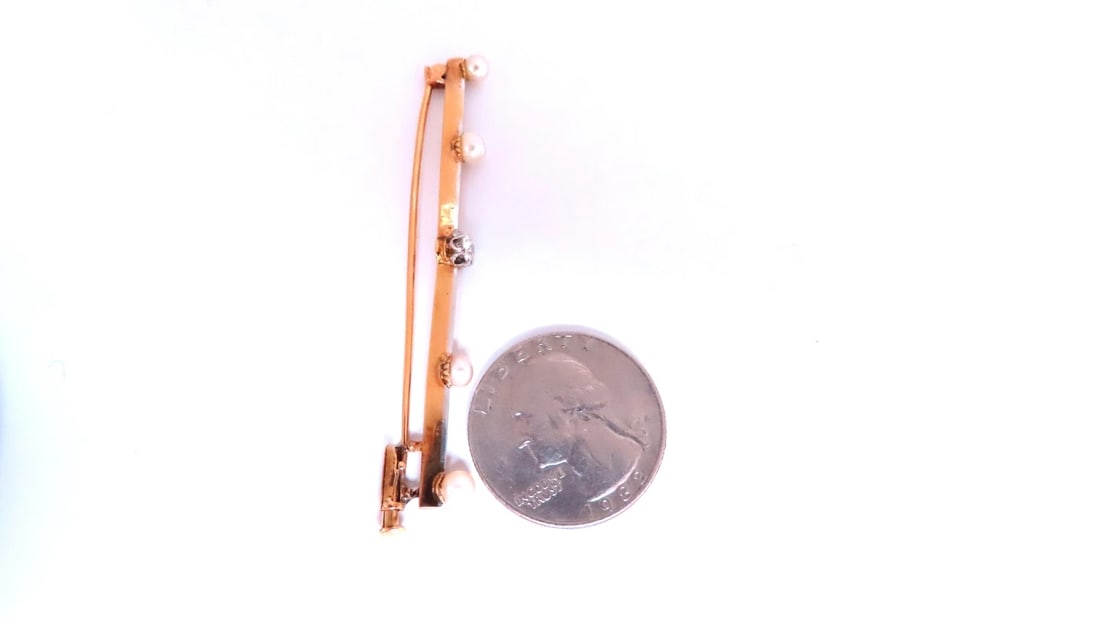 Prominent Estate Elite 0.50ct Natural diamonds Tie Bar Brooch Pin 14kt 12553** - 3