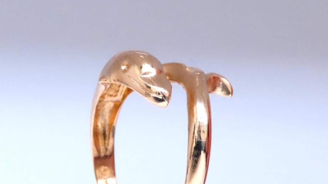 Dolphin Crossover Wrap Ring 14kt Gold 12546 - 2