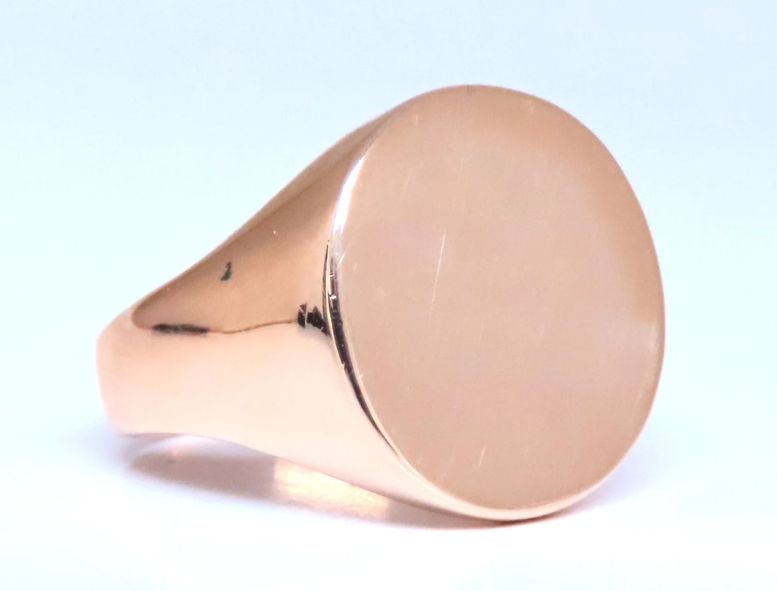 17mm Classic Solid Signet Mens Ring 14kt Gold 12545 (1 of 5)