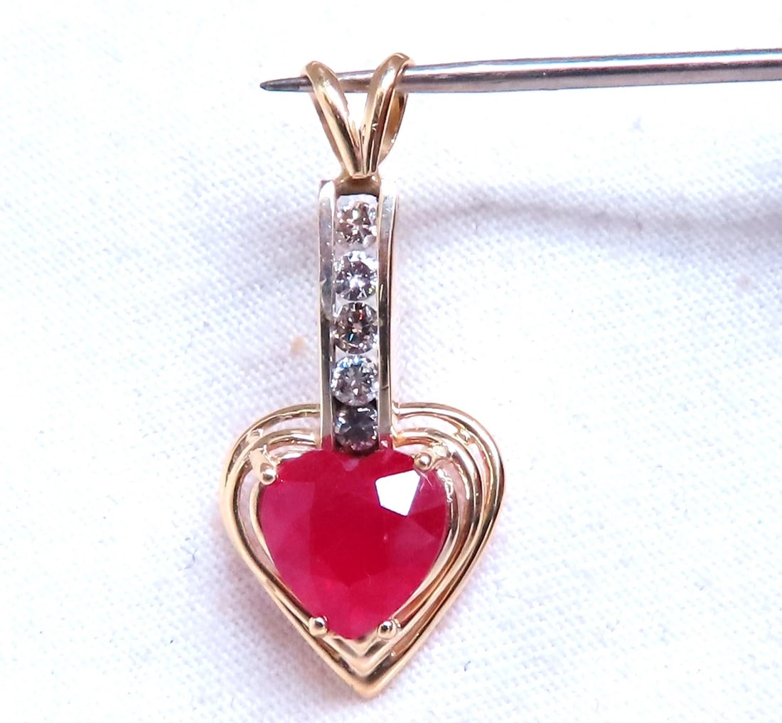 4ct Enhanced Heart Ruby Diamond Pendant 14kt 12519 ** (1 of 4)