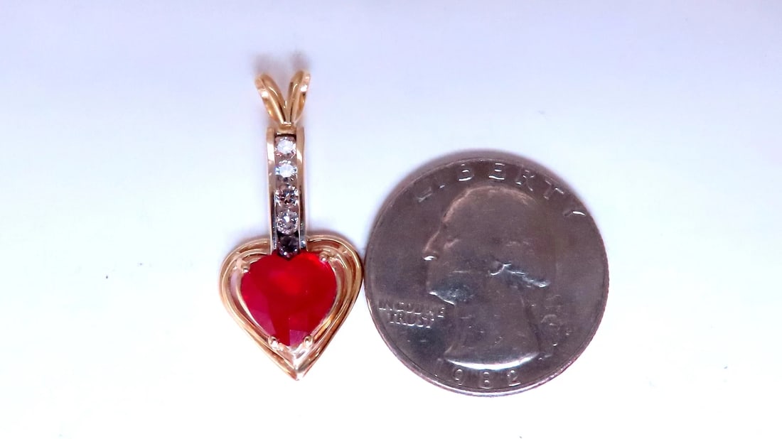 4ct Enhanced Heart Ruby Diamond Pendant 14kt 12519 ** - 3