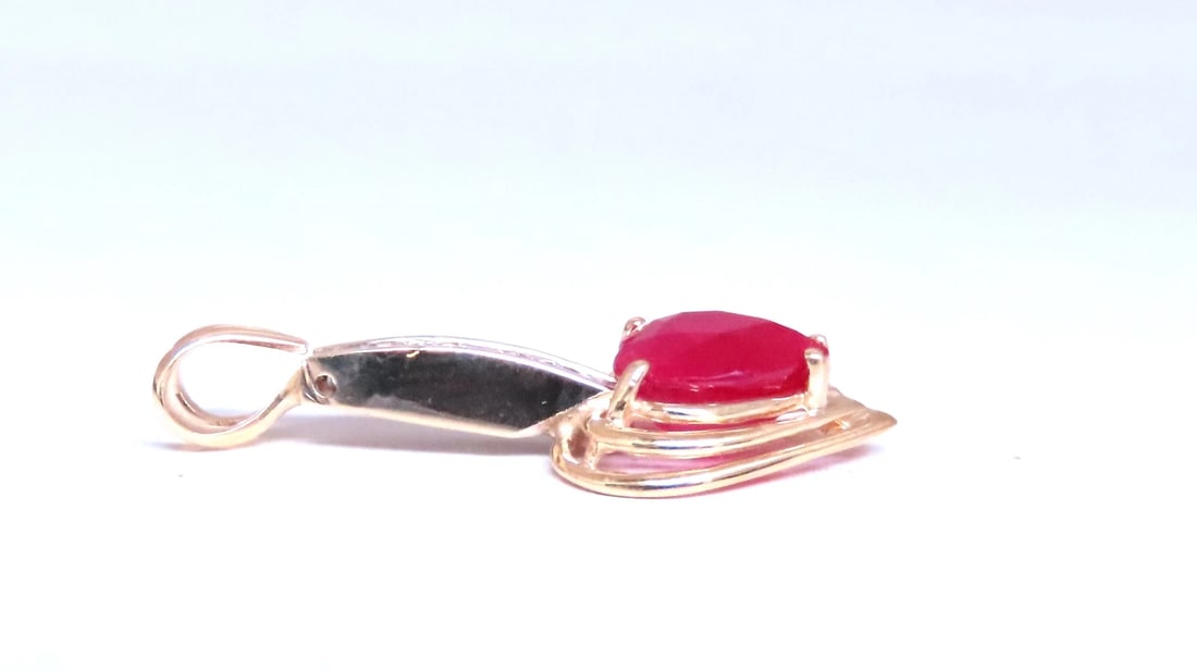 4ct Enhanced Heart Ruby Diamond Pendant 14kt 12519 ** - 4