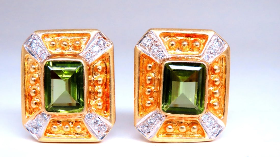 Square Domed Bead Spanish Revival Earrings 18kt 12507**: Title: Square Domed Bead Spanish Revival Earrings 18kt 12507** Description: Square Domed Bead Spanish Revival Earrings 18kt 12507 $3,500.00 PRODUCT DESCRIPTION 10ct natural peridot emerald cut clean c