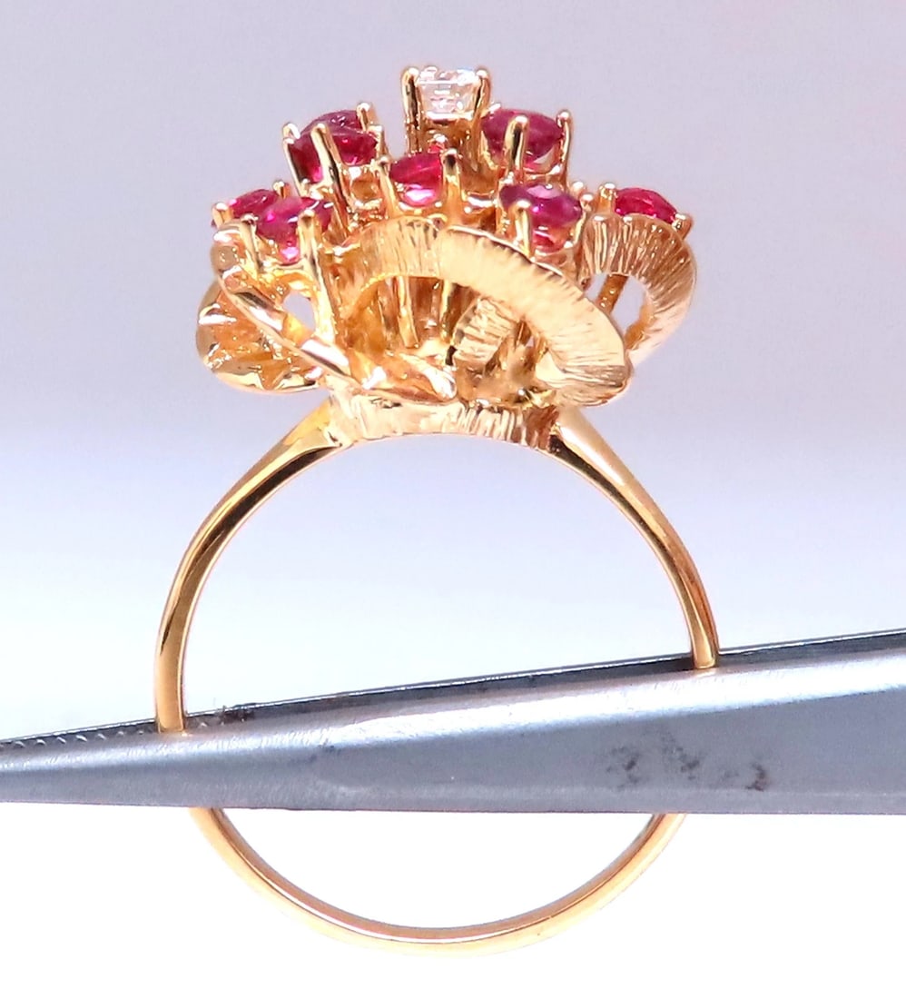1.30ct Natural Ruby Diamond Cluster Ring Vintage Revisit 14kt 12431** - 3
