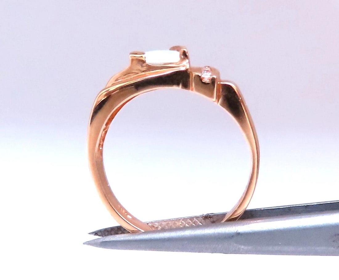 1.10ct Natural Australia Opal Diamonds Ring 14kt Gold #12430 - 4