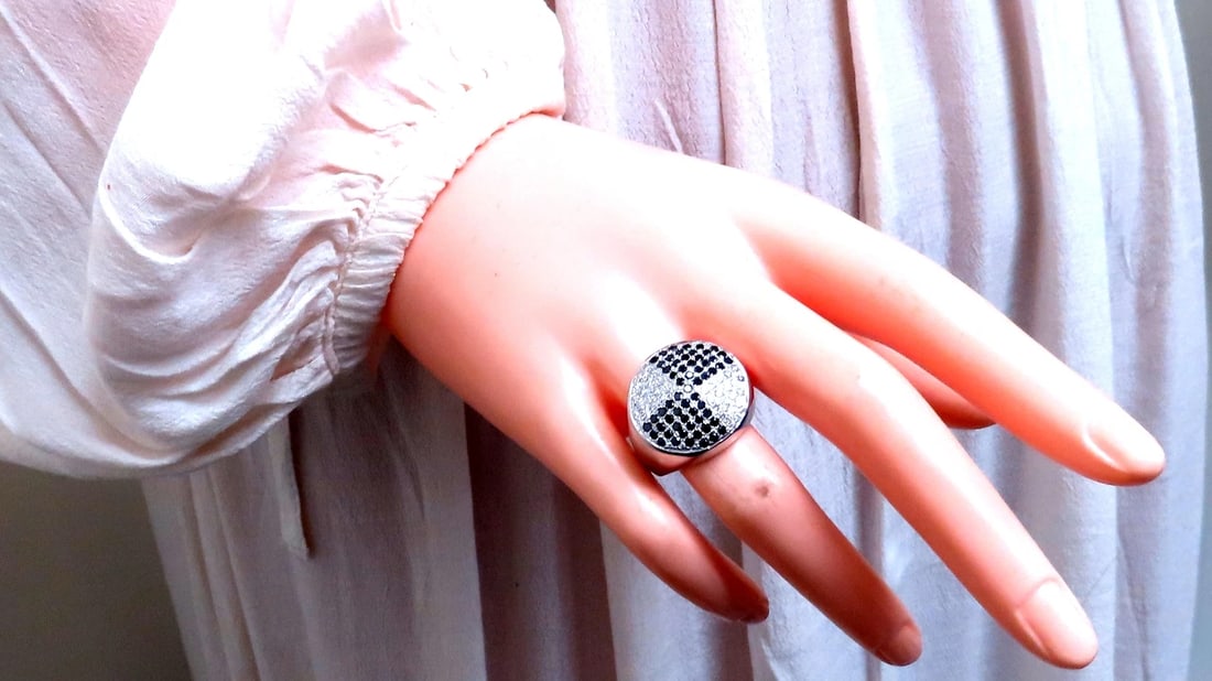 1ct Black Diamonds Circular Mens Ring 14kt gold 12428** - 4