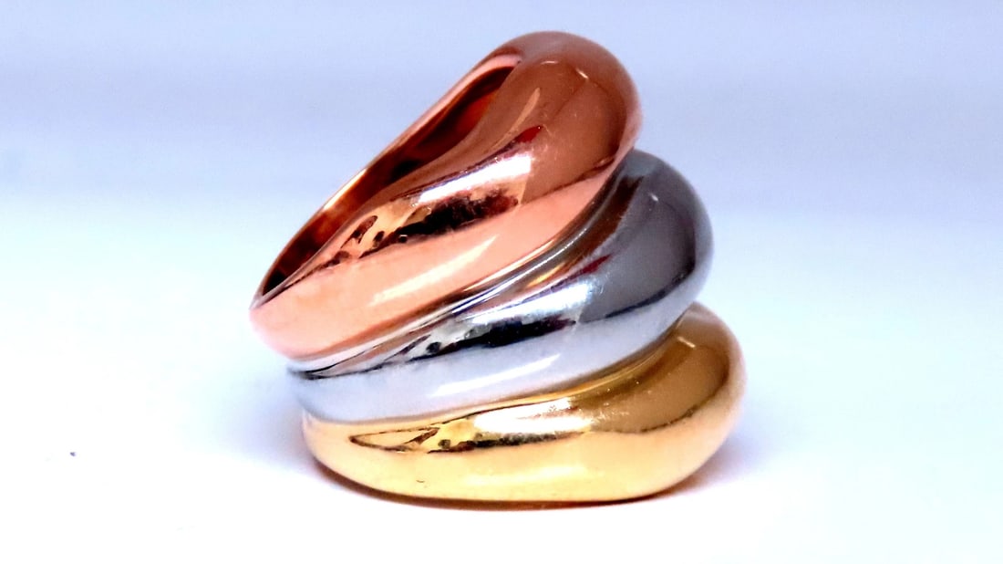 Tri-color Fused Wave Bands 18kt gold 12426 - 2