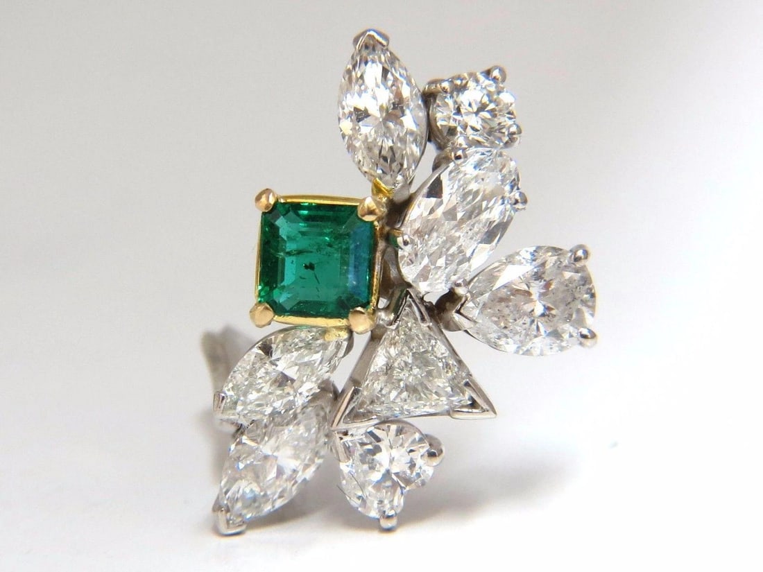 10.90ct Natural Emerald Diamond Crescent Cocktail Earrings Ref 12317** - 10