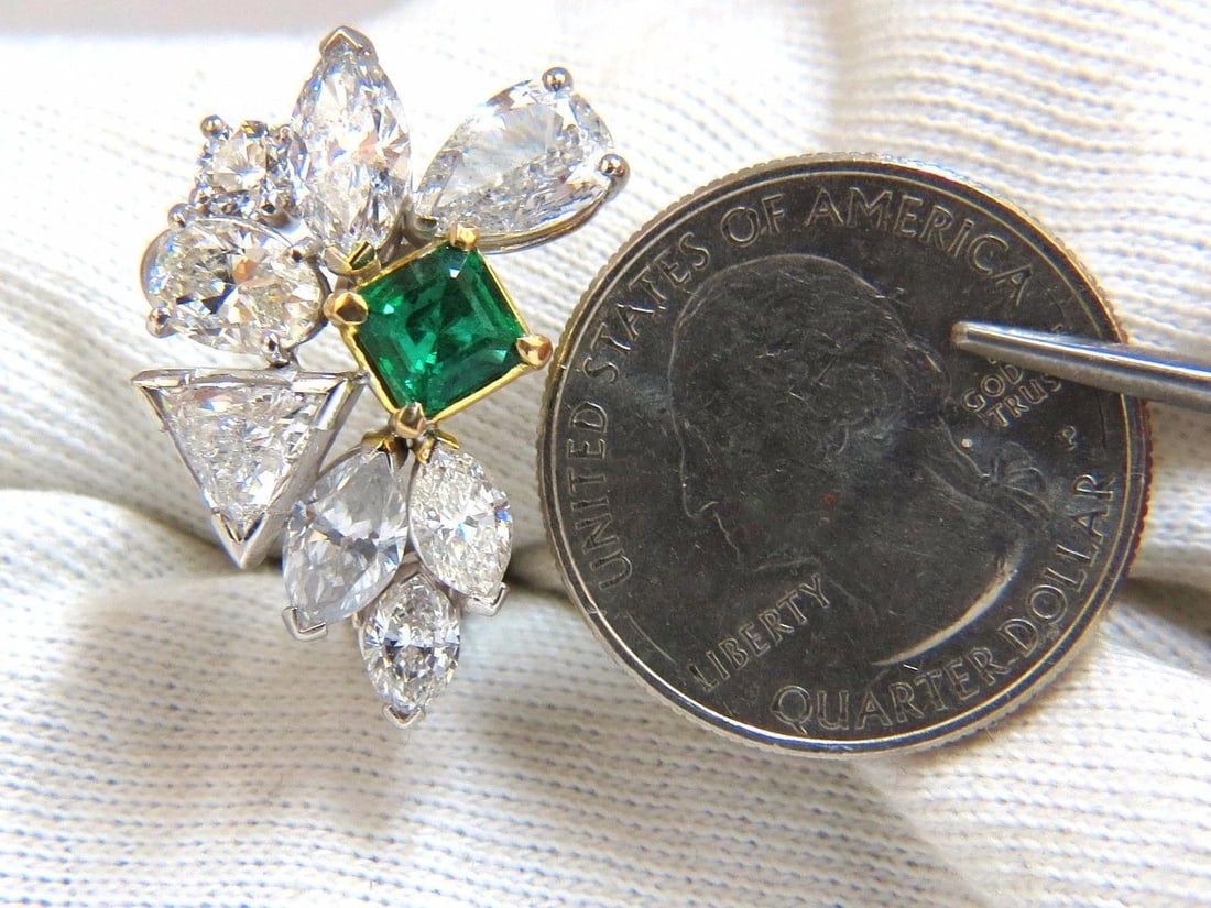 10.90ct Natural Emerald Diamond Crescent Cocktail Earrings Ref 12317** - 3