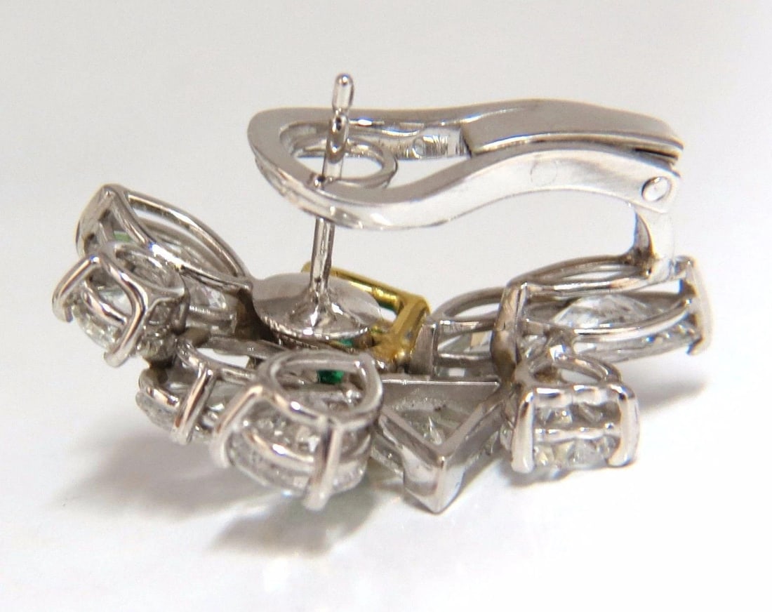 10.90ct Natural Emerald Diamond Crescent Cocktail Earrings Ref 12317** - 8