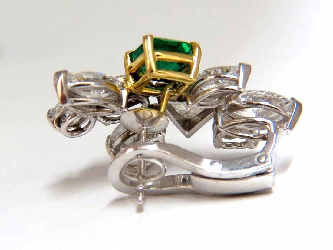 10.90ct Natural Emerald Diamond Crescent Cocktail Earrings Ref 12317** - 9