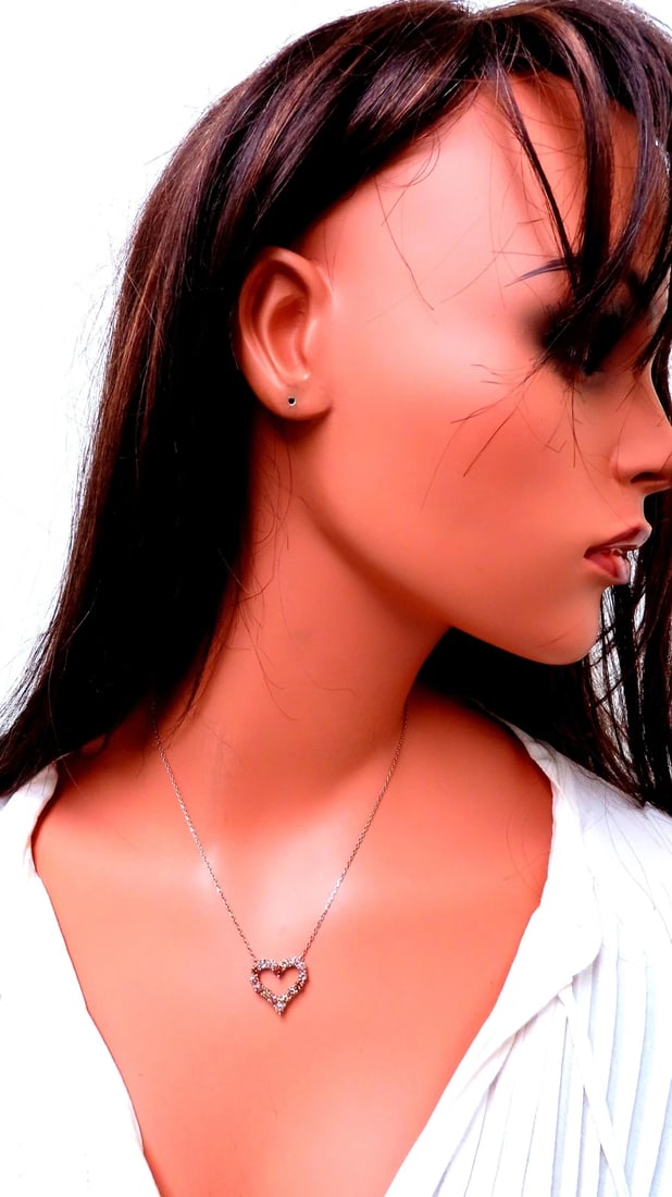 2.20ct Natural Fancy Brown Diamonds Heart Necklace 14kt Gold 12396** - 5