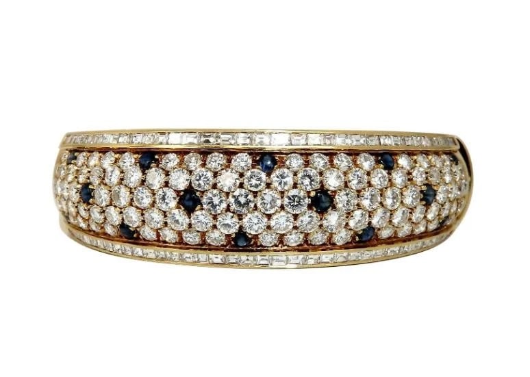15.50ct. Natural Sapphire Diamonds Bangle Bracelet 18kt 12354** (1 of 6)