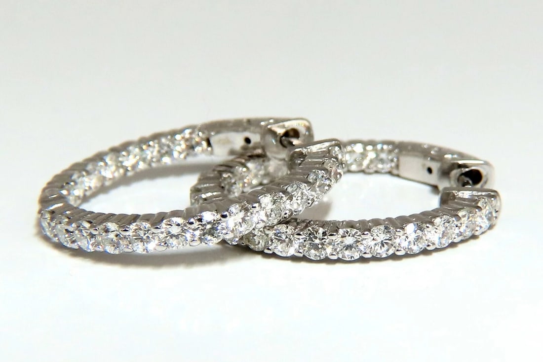 2.34ct natural round diamonds inside out hoop earrings button 14 karat ** (1 of 5)